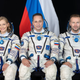 Actress Yulia Peresild, commander Anton Shkaplerov, and film director Klim Shipenko.